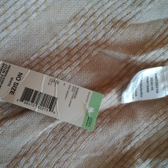 Womans gauzy stripe poncho jacket ligh orange and white - Picture 12 of 16